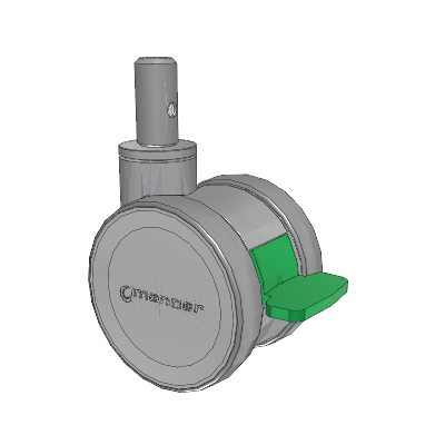 Twist Round Stem Caster with 100 x 2 TPU (95a) Wheel and Directional Lock Brake
