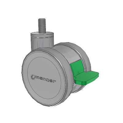 Twist Threaded Stem Caster with 100 x 2 TPU (95a) Wheel and Directional Lock Brake