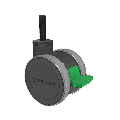 Twist Threaded Stem Caster with 100 x 2 TPU (95a) Wheel and Directional Lock Brake