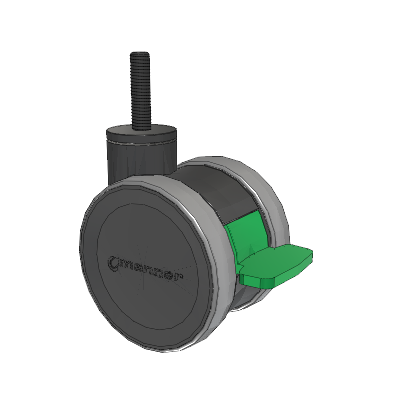 Twist Threaded Stem Caster with 100 x 2 TPU (95a) Wheel and Directional Lock Brake