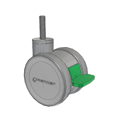 Twist Threaded Stem Caster with 100 x 2 TPU (95a) Wheel and Directional Lock Brake