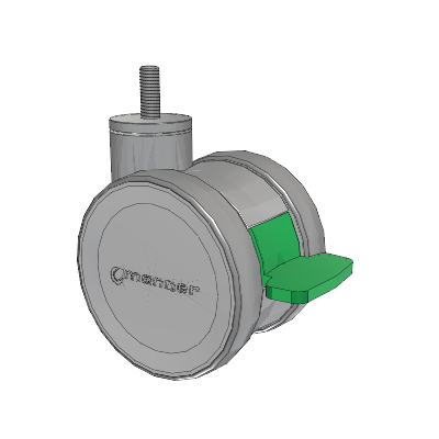 Twist Threaded Stem Caster with 100 x 2 TPU (95a) Wheel and Directional Lock Brake