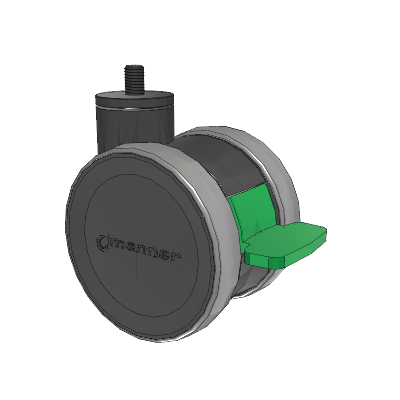 Twist Threaded Stem Caster with 100 x 2 TPU (95a) Wheel and Directional Lock Brake
