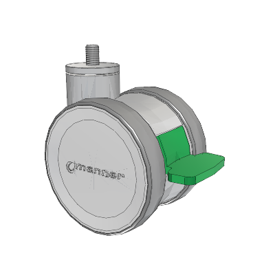 Twist Threaded Stem Caster with 100 x 2 TPU (95a) Wheel and Directional Lock Brake