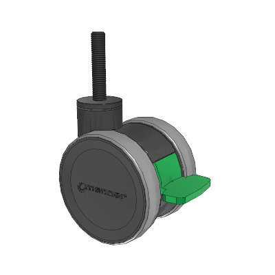 Twist Threaded Stem Caster with 100 x 2 TPU (95a) Wheel and Directional Lock Brake