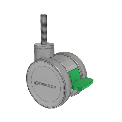Twist Threaded Stem Caster with 100 x 2 TPU (95a) Wheel and Directional Lock Brake