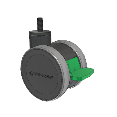 Twist Threaded Stem Caster with 100 x 2 TPU (95a) Wheel and Directional Lock Brake