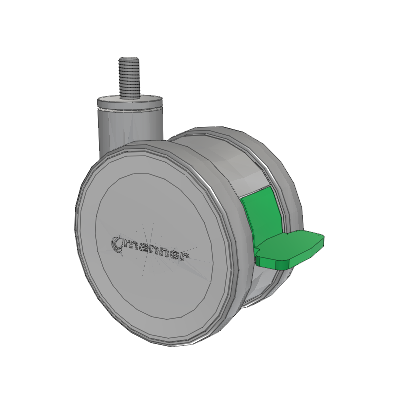 Twist Threaded Stem Caster with 125 x 2 TPU (95a) Wheel and Directional Lock Brake