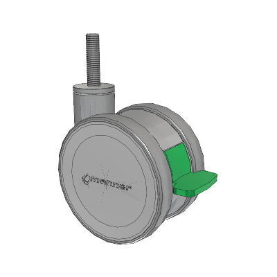 Twist Threaded Stem Caster with 125 x 2 TPU (95a) Wheel and Directional Lock Brake
