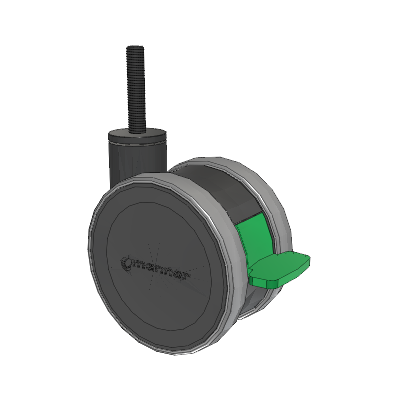 Twist Threaded Stem Caster with 125 x 2 TPU (95a) Wheel and Directional Lock Brake