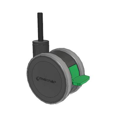 Twist Threaded Stem Caster with 125 x 2 TPU (95a) Wheel and Directional Lock Brake