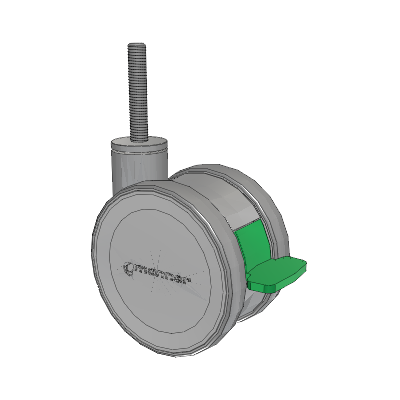 Twist Threaded Stem Caster with 125 x 2 TPU (95a) Wheel and Directional Lock Brake