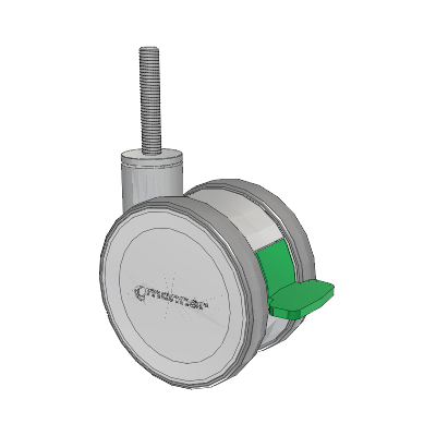 Twist Threaded Stem Caster with 125 x 2 TPU (95a) Wheel and Directional Lock Brake