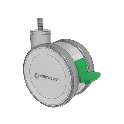 Twist Threaded Stem Caster with 125 x 2 TPU (95a) Wheel and Directional Lock Brake