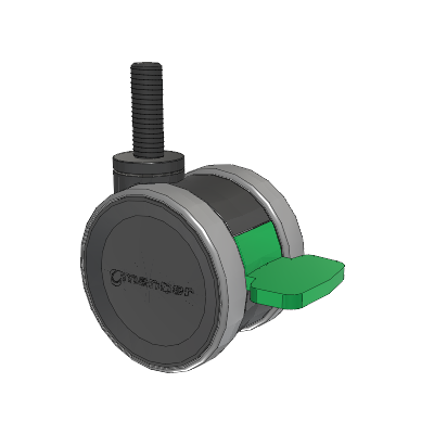 Twist Threaded Stem Caster with 75 x 2 TPU (95a) Wheel and Directional Lock Brake