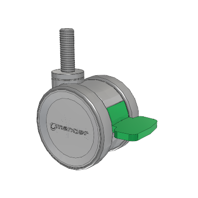 Twist Threaded Stem Caster with 75 x 2 TPU (95a) Wheel and Directional Lock Brake