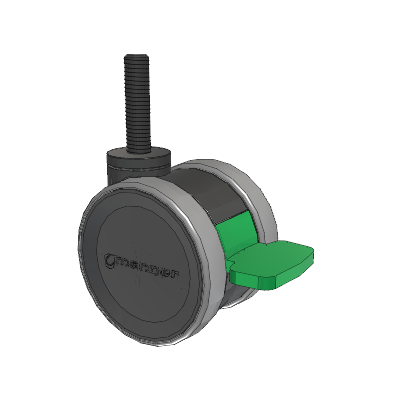Twist Threaded Stem Caster with 75 x 2 TPU (95a) Wheel and Directional Lock Brake
