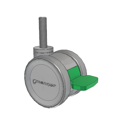 Twist Threaded Stem Caster with 75 x 2 TPU (95a) Wheel and Directional Lock Brake