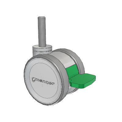 Twist Threaded Stem Caster with 75 x 2 TPU (95a) Wheel and Directional Lock Brake