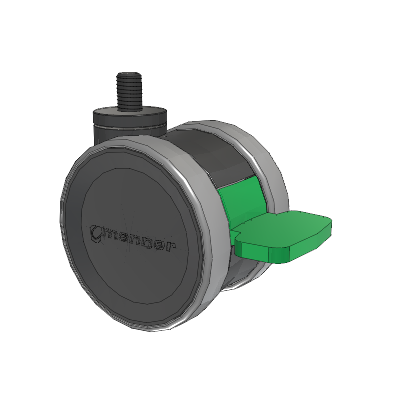 Twist Threaded Stem Caster with 75 x 2 TPU (95a) Wheel and Directional Lock Brake