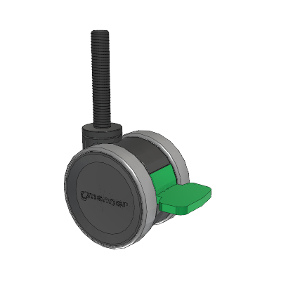 Twist Threaded Stem Caster with 75 x 2 TPU (95a) Wheel and Directional Lock Brake
