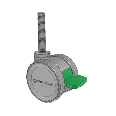 Twist Threaded Stem Caster with 75 x 2 TPU (95a) Wheel and Directional Lock Brake