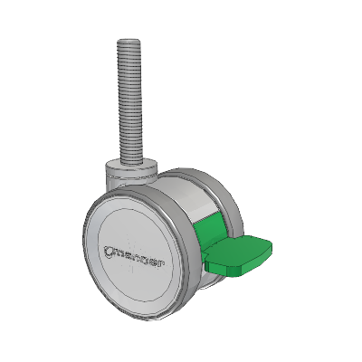 Twist Threaded Stem Caster with 75 x 2 TPU (95a) Wheel and Directional Lock Brake