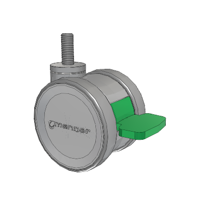 Twist Threaded Stem Caster with 75 x 2 TPU (95a) Wheel and Directional Lock Brake