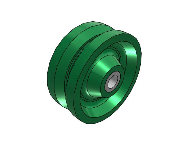 XV Polyurethane V-Groove 5 x 2 Wheel with Straight Roller-Drawn Cup Roller Bearing