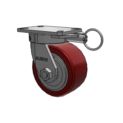310 Series Top Plate Swivel Caster with 6 x 3 Maroon Tread on Aluminum Core AK - Crown Polyurethane (Aluminum Core) wheel
