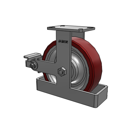310 Series Top Plate Rigid Caster with 10 x 3 Maroon Tread on Aluminum Core AK - Crown Polyurethane (Aluminum Core) wheel and Poly Cam Brake (P)