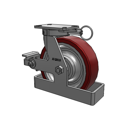 310 Series Top Plate Swivel Caster with 10 x 3 Maroon Tread on Aluminum Core AK - Crown Polyurethane (Aluminum Core) wheel and Poly Cam Brake (P)
