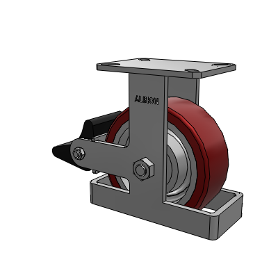 310 Series Top Plate Rigid Caster with 8 x 3 Maroon Tread on Aluminum Core AK - Crown Polyurethane (Aluminum Core) wheel and Poly Lock Brake (PLB)