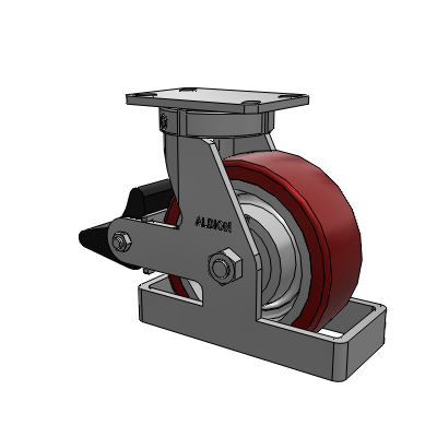 310 Series Top Plate Swivel Caster with 8 x 3 Maroon Tread on Aluminum Core AK - Crown Polyurethane (Aluminum Core) wheel and Poly Lock Brake (PLB)
