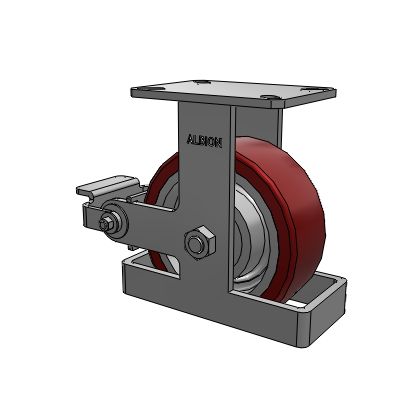 310 Series Top Plate Rigid Caster with 8 x 3 Maroon Tread on Aluminum Core AK - Crown Polyurethane (Aluminum Core) wheel and Poly Cam Brake (P)