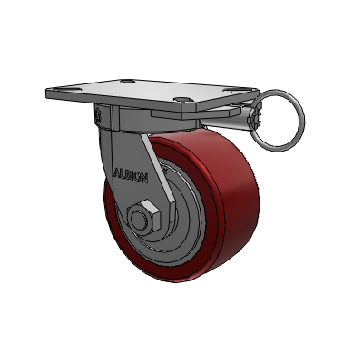 310 Series Top Plate Swivel Caster with 6 x 3 Maroon Tread on Aluminum Core AK - Crown Polyurethane (Aluminum Core) wheel
