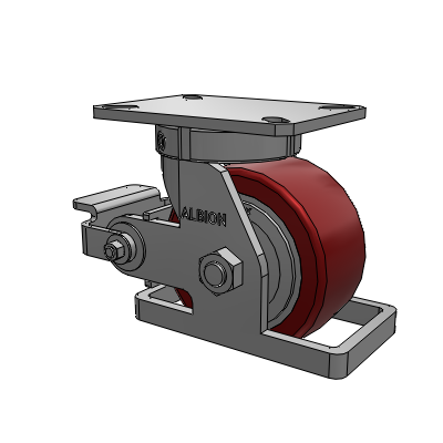 310 Series Top Plate Swivel Caster with 6 x 3 Maroon Tread on Aluminum Core AK - Crown Polyurethane (Aluminum Core) wheel and Poly Cam Brake (P)