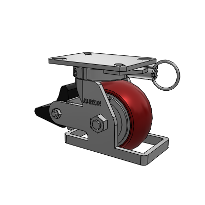 310 Series Top Plate Swivel Caster with 6 x 3 Maroon Tread on Aluminum Core AX - Round Polyurethane (Aluminum Core) wheel and Poly Lock Brake (PLB)
