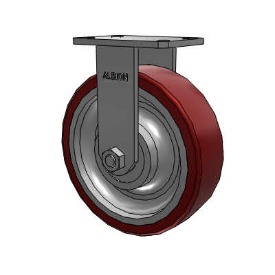 310 Series Top Plate Rigid Caster with 10 x 3 Maroon Tread on Aluminum Core AK - Crown Polyurethane (Aluminum Core) wheel
