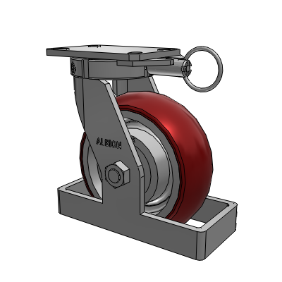 310 Series Top Plate Swivel Caster with 8 x 3 Maroon Tread on Aluminum Core AX - Round Polyurethane (Aluminum Core) wheel