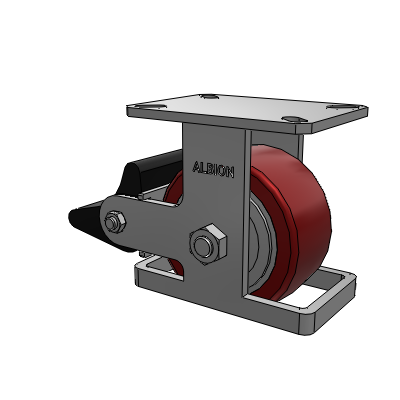 310 Series Top Plate Rigid Caster with 6 x 3 Maroon Tread on Aluminum Core AK - Crown Polyurethane (Aluminum Core) wheel and Poly Lock Brake (PLB)