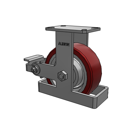 310 Series Top Plate Rigid Caster with 8 x 3 Maroon Tread on Aluminum Core AK - Crown Polyurethane (Aluminum Core) wheel and Poly Cam Brake (P)
