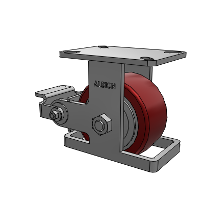 310 Series Top Plate Rigid Caster with 6 x 3 Maroon Tread on Aluminum Core AK - Crown Polyurethane (Aluminum Core) wheel and Poly Cam Brake (P)