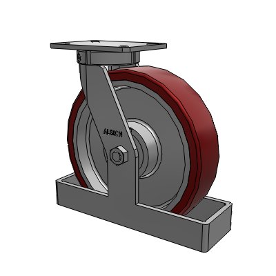 310 Series Top Plate Swivel Caster with 12 x 3 Maroon Tread on Aluminum Core AK - Crown Polyurethane (Aluminum Core) wheel