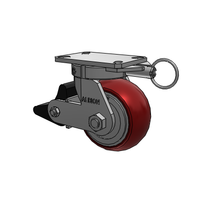 310 Series Top Plate Swivel Caster with 6 x 3 Maroon Tread on Aluminum Core AX - Round Polyurethane (Aluminum Core) wheel and Poly Lock Brake (PLB)