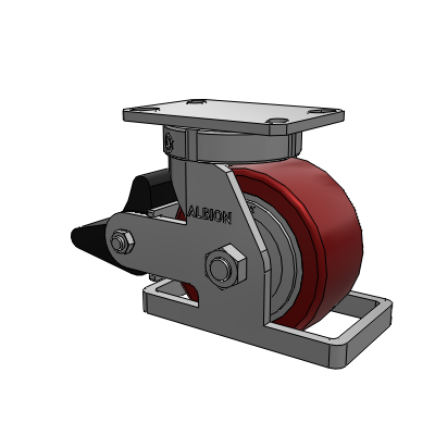 310 Series Top Plate Swivel Caster with 6 x 3 Maroon Tread on Aluminum Core AK - Crown Polyurethane (Aluminum Core) wheel and Poly Lock Brake (PLB)