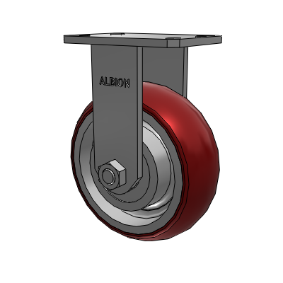 310 Series Top Plate Rigid Caster with 8 x 3 Maroon Tread on Aluminum Core AX - Round Polyurethane (Aluminum Core) wheel