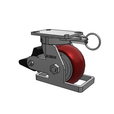 310 Series Top Plate Swivel Caster with 6 x 3 Maroon Tread on Aluminum Core AX - Round Polyurethane (Aluminum Core) wheel and Poly Lock Brake (PLB)