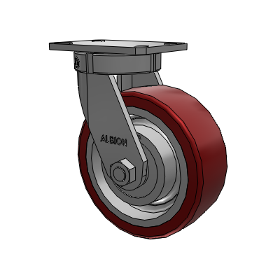 310 Series Top Plate Swivel Caster with 8 x 3 Maroon Tread on Aluminum Core AK - Crown Polyurethane (Aluminum Core) wheel