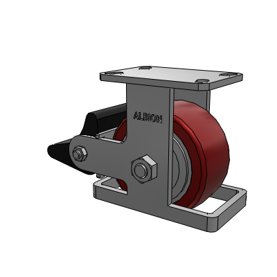 Roulette rigide à plaque supérieure de la série 310, avec bande de roulement marron 6 x 3 sur noyau en aluminium AK – Roue Crown en polyuréthane (noyau en aluminium) et frein Poly Lock (PLB)